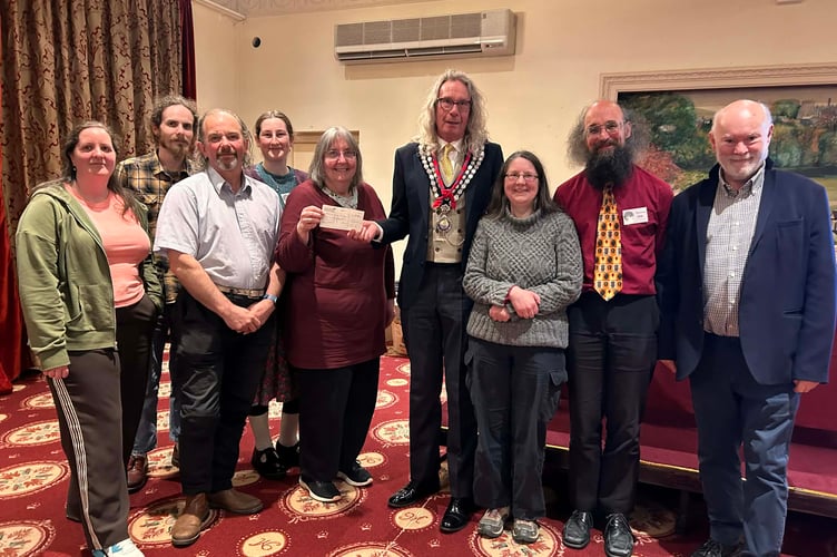 The Heart of Wales Geopark trustees with the Mayor of Llandrindod Wells and Professor David Harper of Durham University, who delivered the annual address. From left: Vikki Douel, Berwyn Powell, Cllr Pete Roberts, Xenia Warren, Michelle Thomas, Mayor Steve Deeks-D’Silva, Lucy Muir, Joe Botting, and Prof David Harper.