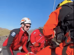 Rescue team assist with airlift as walker suffers lower leg injuries