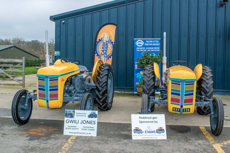 Sion and Sian, the restored Ferguson tractors, ready for their 529-mile charity run across Wales for Cancer Research Wales