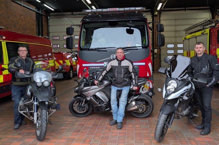 The firefighters are preparing for their charity motorcycle challenge across Mid and West Wales