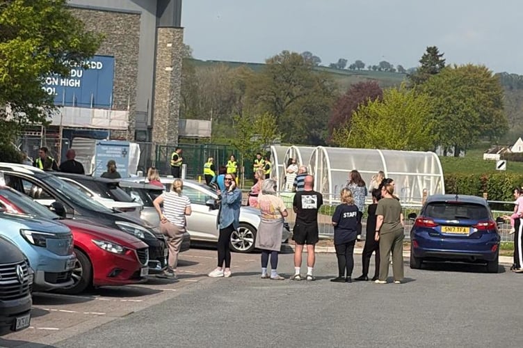 Police were on site at Brecon High School as pupils left at the end of the day