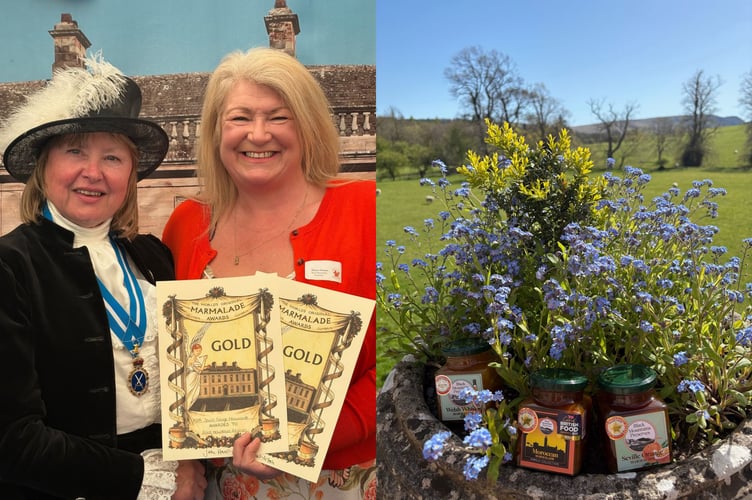 Helen Dunne of Black Mountains Preserves (right) holds her certificates alongside Shirley Fawcett
