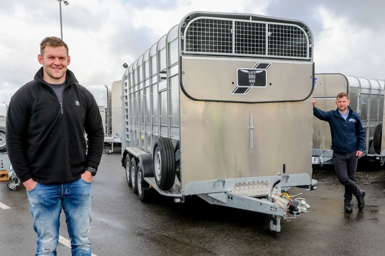 Ifor Williams Trailers, Sandycroft.Wales and British Lions rugby colossus Dan Lydiate visits Ifor Williams Trailers, Sandycroft to pick up his bespoke TA510 livestock trailer.Dan Lydiate delighted to pick up his trailer