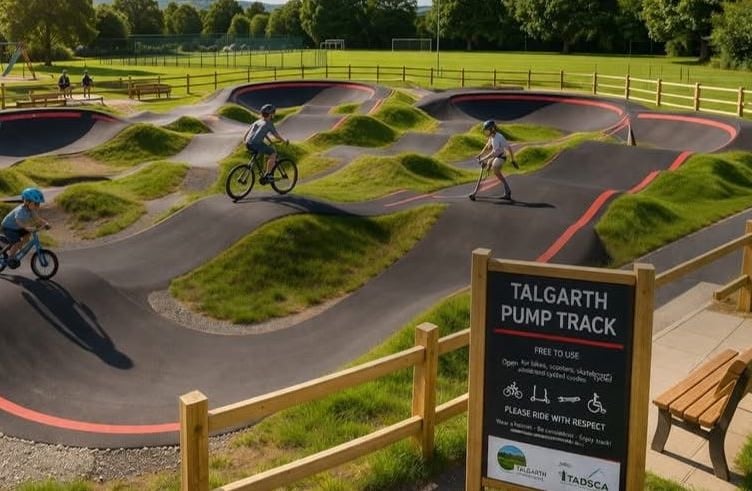 A Talgarth Town Council graphic used to promote feedback on the pump track proposal