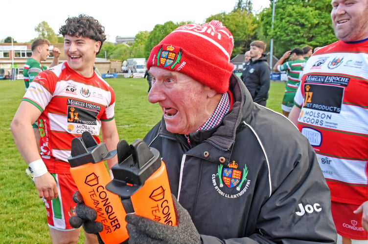 Joc Walters celebrates Llandovery's win