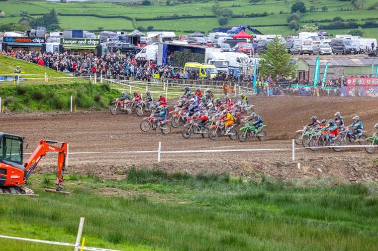 The Cwmythig Hill circuit provides a challenging backdrop for top-level motocross racing