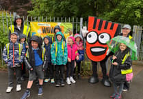 Strider visits Priory pupils for Walk to School Week