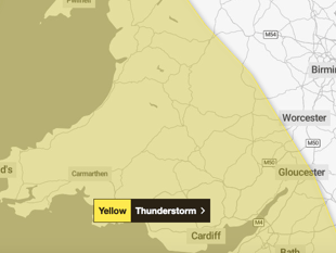 Thunderstorm warning in place across Brecon and Radnorshire today