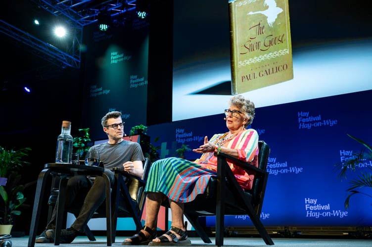 Prue Leith talks to Steve Jones at Hay Festival