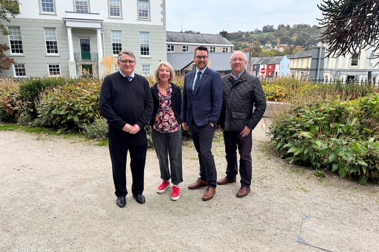 Councillors (from left) Chris Walsh, Liz Rijnenberg, Matthew Dorrance and David Meredith, who will be holding a drop-in advice surgery at Brecon Library this Saturday