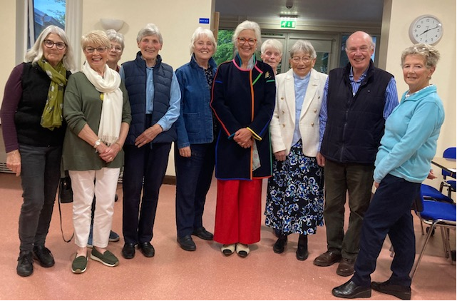From left to right: Mrs Viv Price, Mrs Linda Davies, Mrs Kath Jones, Minute and Members Secretary Mrs Cheryl Williams, Secretary Mrs Penny Morgan, President Mrs Alexandra Pettifer MVO, Committee Member Mrs Pauline Taylor, Chair Rev Dr Gill Todd, Treasurer Col (retd) Russell Stafford-Tolley, and Mrs Bev Beck, Committee Member