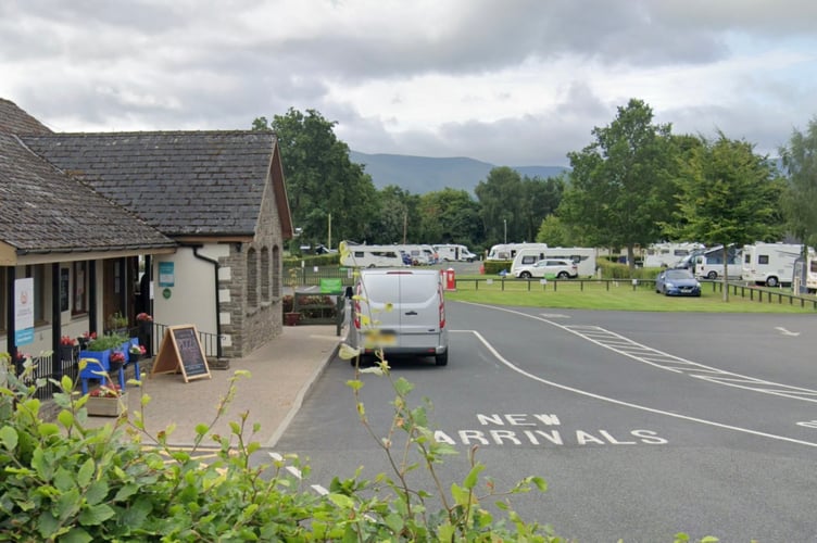 The caravan and motorhome site at Brynich Farm, just outside Brecon