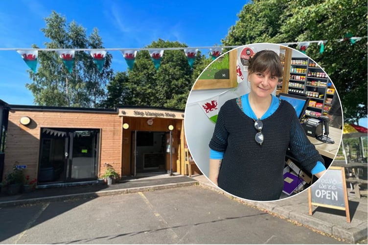 Niki at Siop Llangors, where she now works after first volunteering there