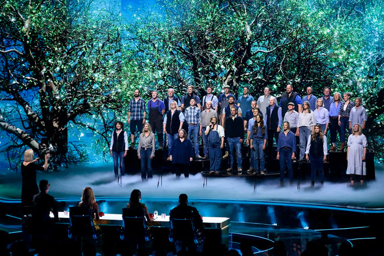 The Hawkstone Farmers’ Choir performing on Britain’s Got Talent, where the group made history as the first choir to win the competition