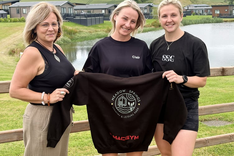Clair Williams (centre) with Lisa Hughes (left) and Milly Jerman from Meadow Springs Country & Leisure Park. Hyrox