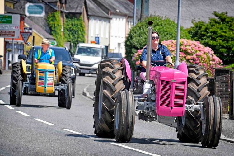 Sion the yellow Fergie tractor was flanked by a pink Fergie from Llandovery YFC