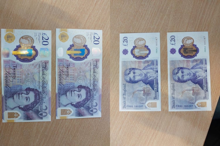 Police are warning people to check £20 notes carefully after reports of counterfeit currency in Builth Wells