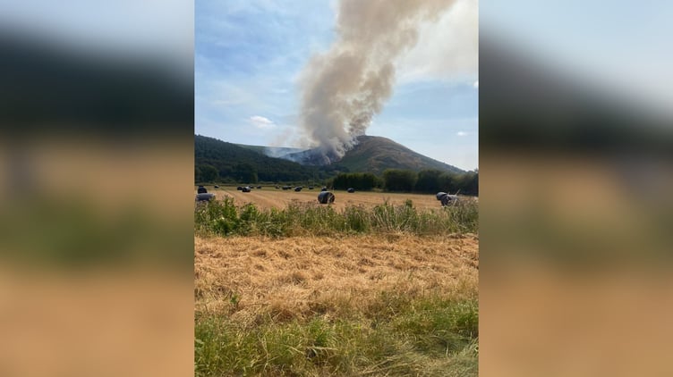 Mid and West Wales Fire and Rescue Service are currently dealing with a wildfire.