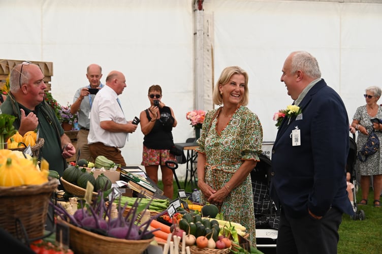 The Duchess of Edinburgh met exhibitors and visitors during her visit to the Royal Welsh Show at Llanelwedd