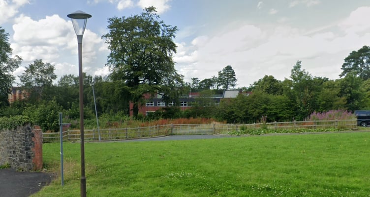The site near Powys County Hall in Llandrindod Wells where seven prefabricated buildings could be placed