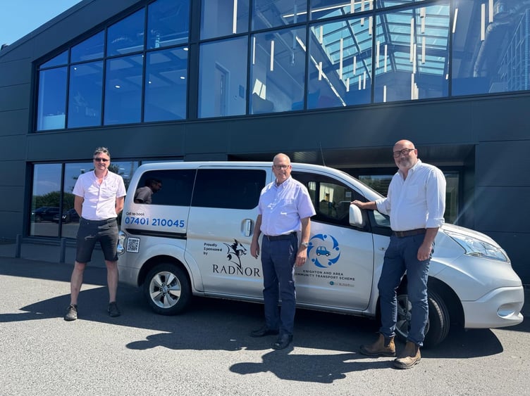 From left, Andrew Craggs of Knighton & Area Community Transport Scheme with William Watkins and Simon Knight of Radnor Hills