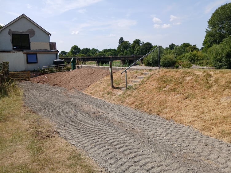 The flood wall at Glasbury has undergone essential maintenance