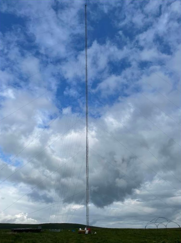 A similar weather mast already installed to monitor wind conditions for the proposed Nant Mithil Energy Park
