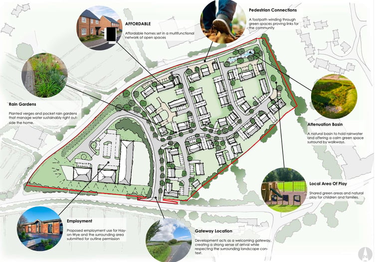 A graphic showing plans for the Gipsy Castle Lane development on the outskirts of Hay-on-Wye