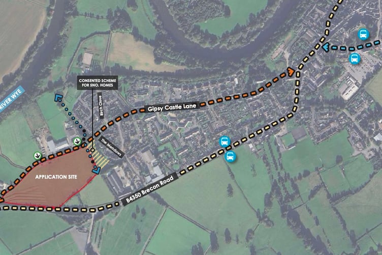 Satellite image and graphic showing the Gipsy Castle Lane site