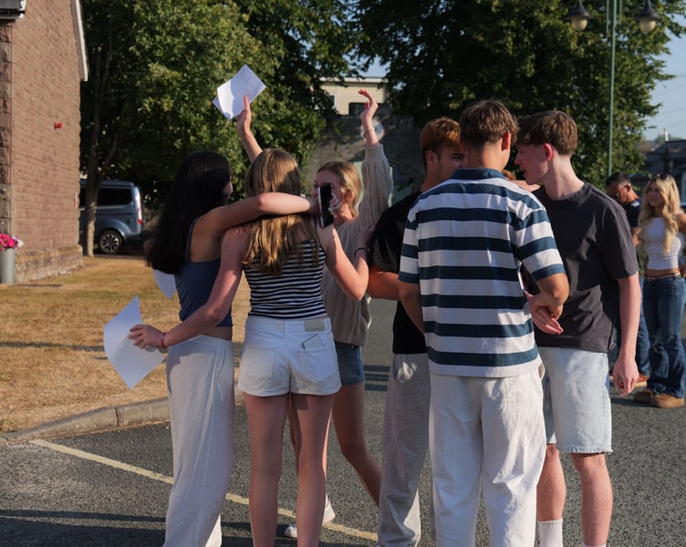 Christ College Brecon pupils celebrating their A-Level Results.