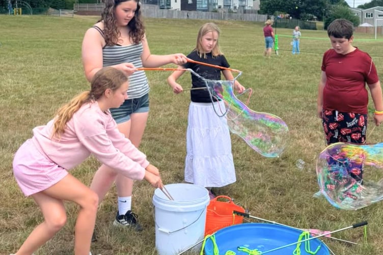 Children get stuck into the activities at the Brecon Play Pod
