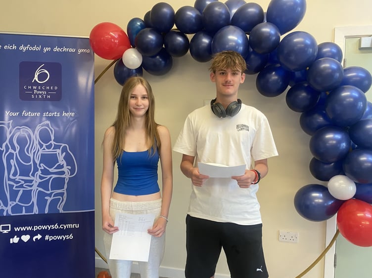 Students celebrate their A-level results at Ysgol Calon Cymru