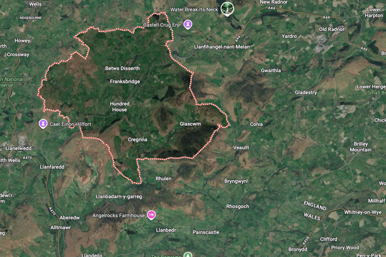 Glascwm on a map.