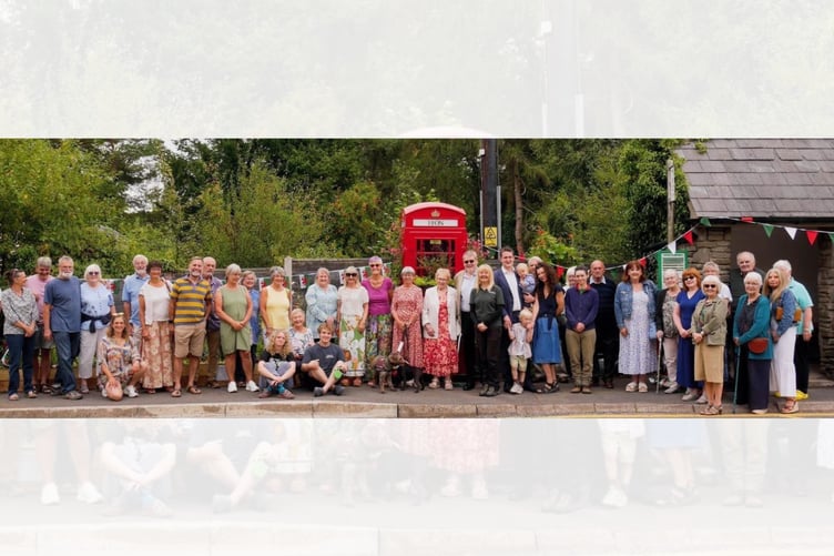 Crai residents and community representatives gathered for the opening of the refurbished phone box