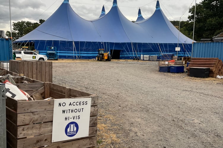 The Far Out tent backstage. Green Man Festival.