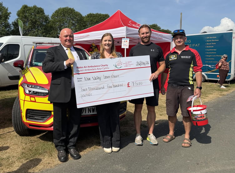 Half of the money raised from the chase - £2,500 - was donated to the Wales Air Ambulance Charity
