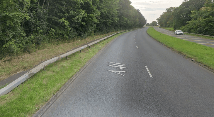 The A40 is closed eastbound between Brynich roundabout and the Groesffordd turn-off following a collision