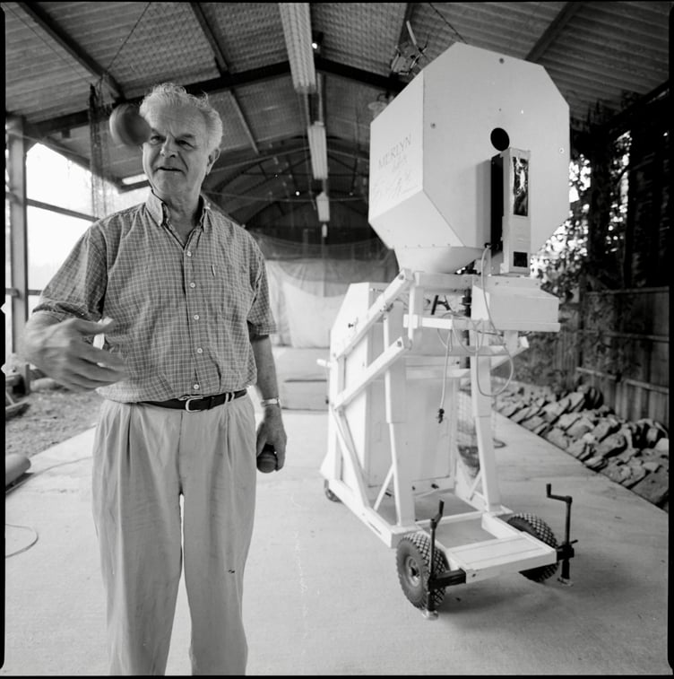 Henry Pryor in the Merlyn barn just above Llowes in 2005 after driving Merlyn home in the horse box from the final assignment at fifth Ashes, at The Oval.