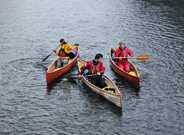 Handmade skin-on-frame canoes will be used for a two-week expedition from Glasbury to Tintern