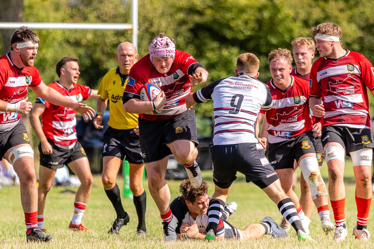 Iestyn Phillips bursts through the Gowerton defence