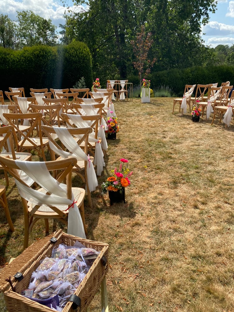 Peterstone Court was the setting for the special wedding, with suppliers donating their time and services at short notice
