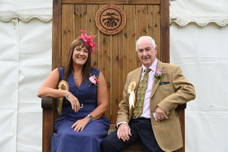 President Elfed Williams and daughter Sam Williams on the Sennybridge Show Chair