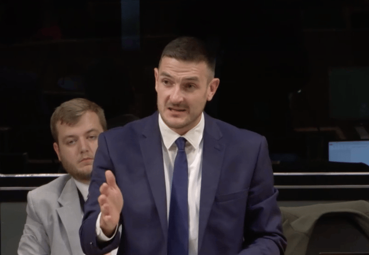James Evans MS speaking in the Senedd yesterday
