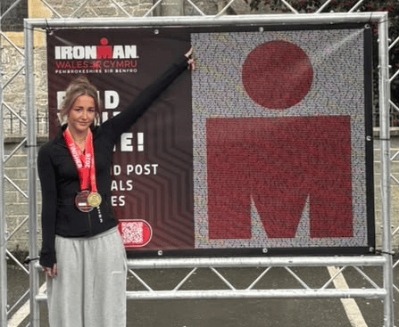 Lilwen Banning, 18, has become Welsh Under-20 long-distance triathlon champion after completing Ironman Wales