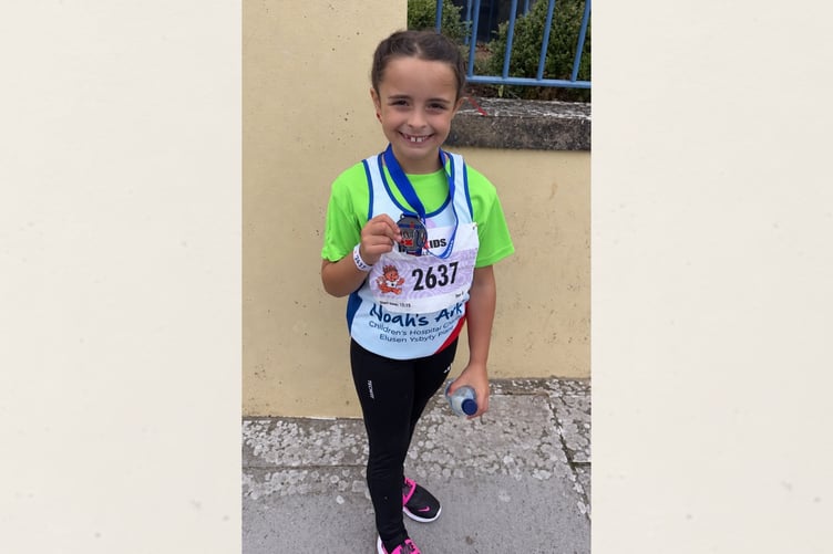 Millie Julian, who raised £1,050 for Noah’s Ark Children’s Hospital Charity by taking part in the IronKids challenge in Tenby