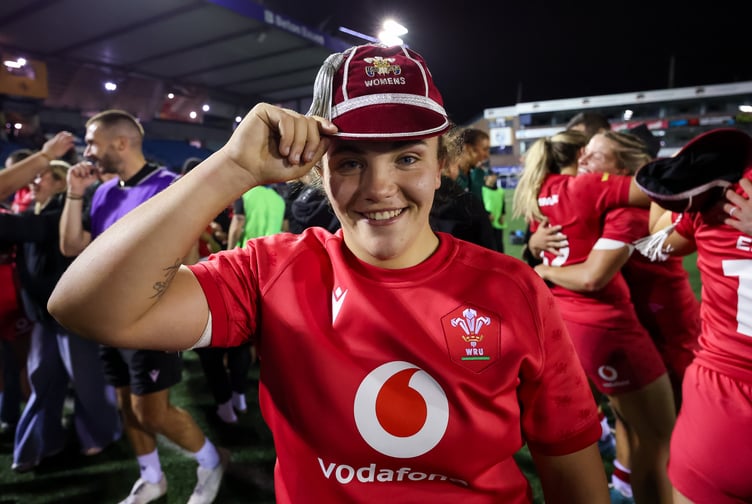 18.09.26. Wales v South Africa, Vodafone Wales WXV Series - Shanelle Williams of Wales at the end of the match