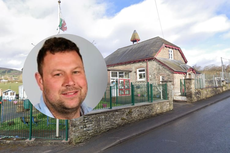 Gladestry Church in Wales Primary School, where closure is being proposed. Inset is Cllr Ed Jones