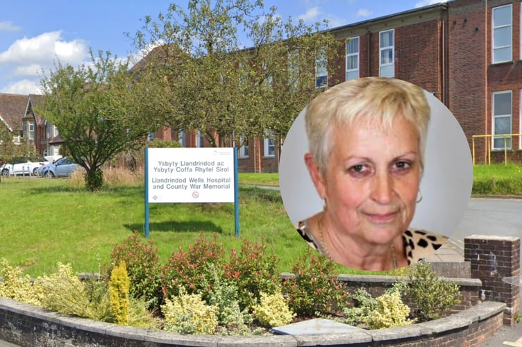 Llandrindod Wells County War Memorial Hospital, inset is Cllr Joy Jones
