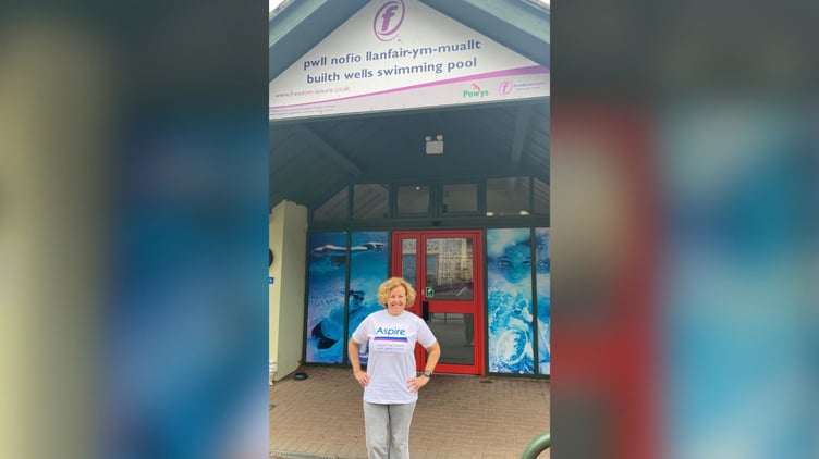 An Aberedw resident is turning Builth’s swimming pool into the English channel, by swimming its equivalent length to raise money for the charity Aspire.
