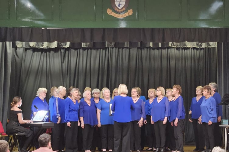 Builth Ladies Choir, conducted by Ionwen Davies, competing at Llanwrtyd Eisteddfod